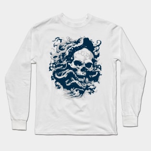 artistic skull with octopus Long Sleeve T-Shirt